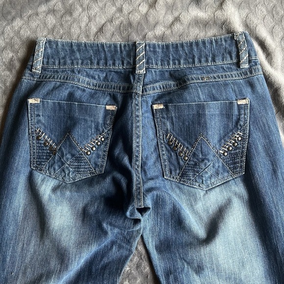 Wrangler Premium Patch Thick Stitch Western Rodeo Blue Denim Jeans Womens 5/6X34 - Picture 11 of 11